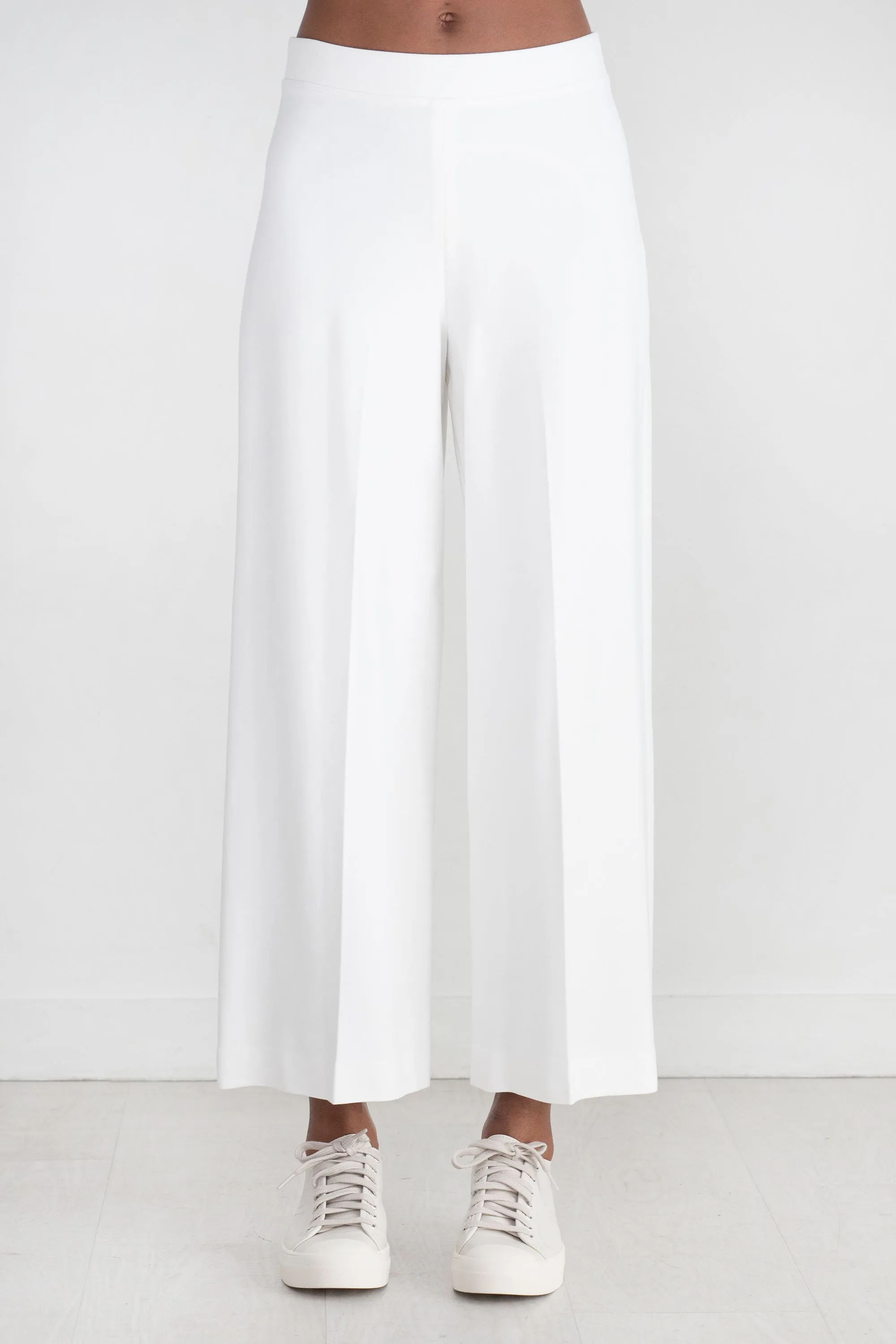 Pull On Cropped Straight Pant, White