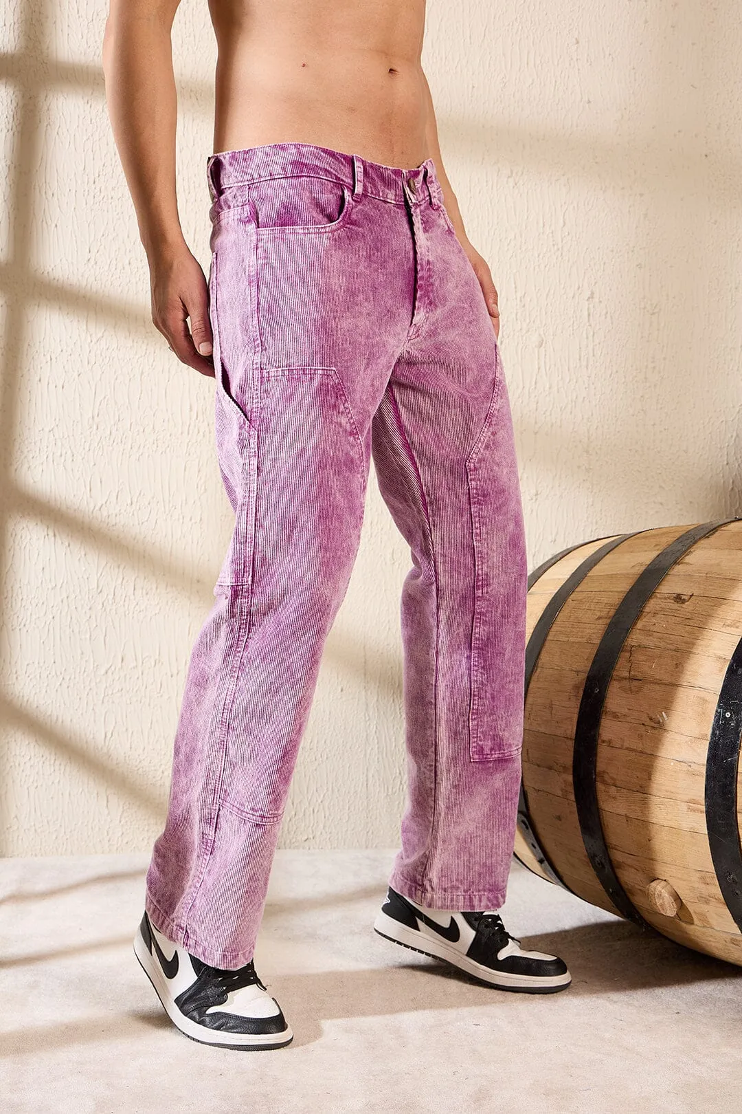 Purple Cord Dyed Carpenter Pants