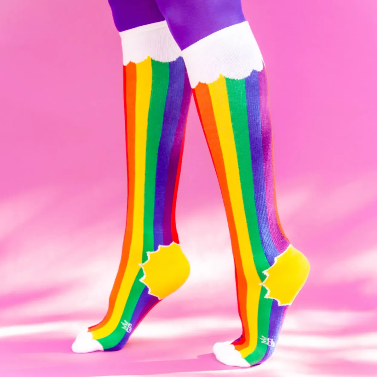 Rainbow Clouds Knee Socks