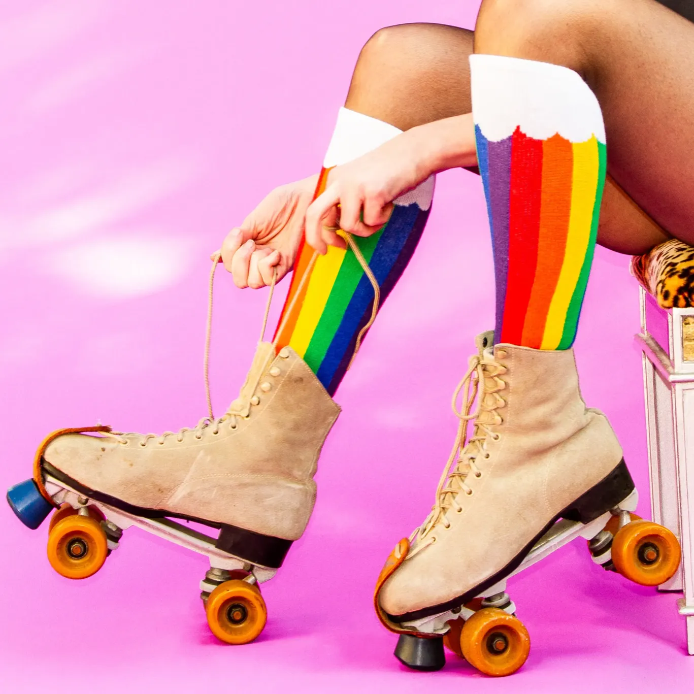 Rainbow Clouds Knee Socks