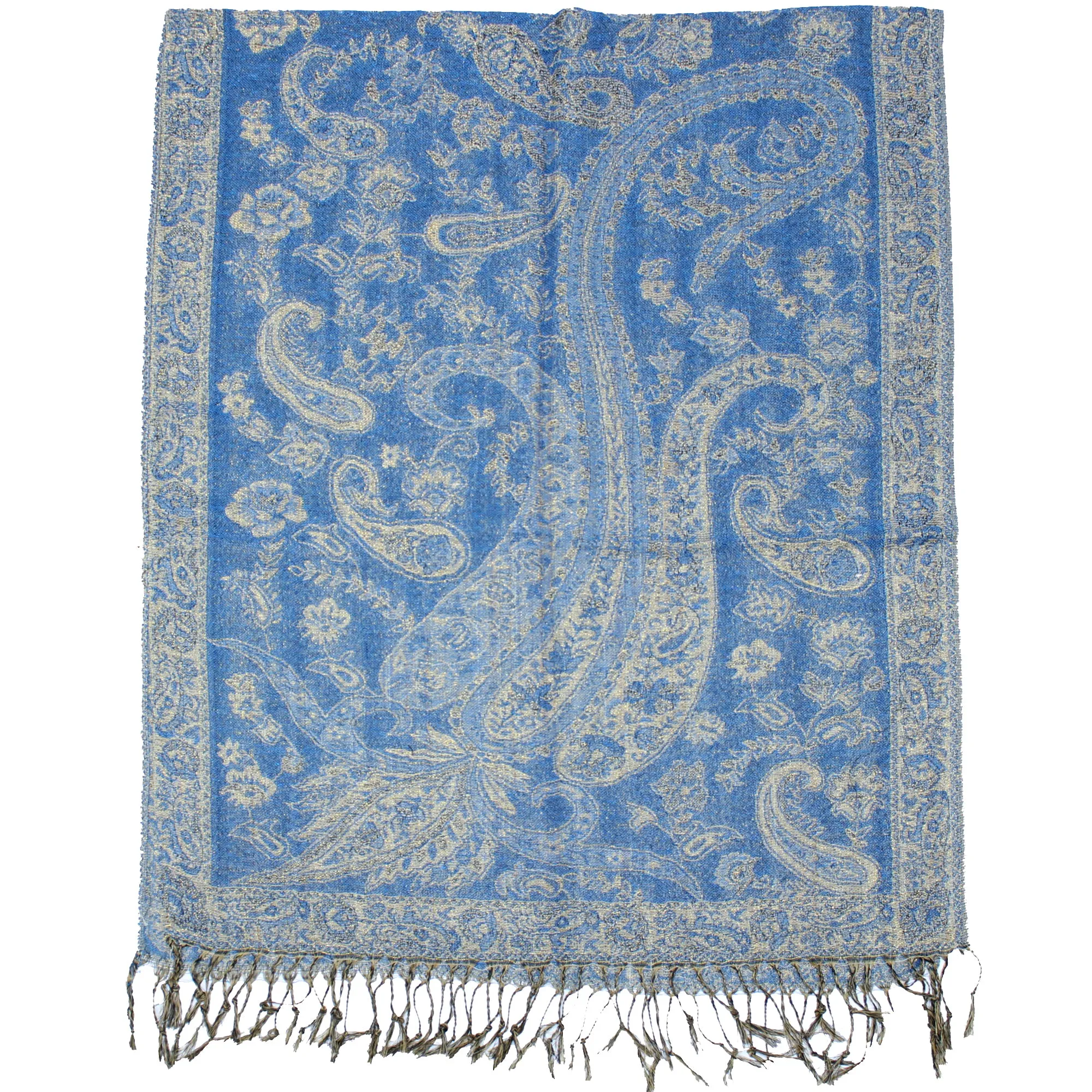 Reversible Paisley & Floral Print with Inverted Colours Pashmina with Tassels