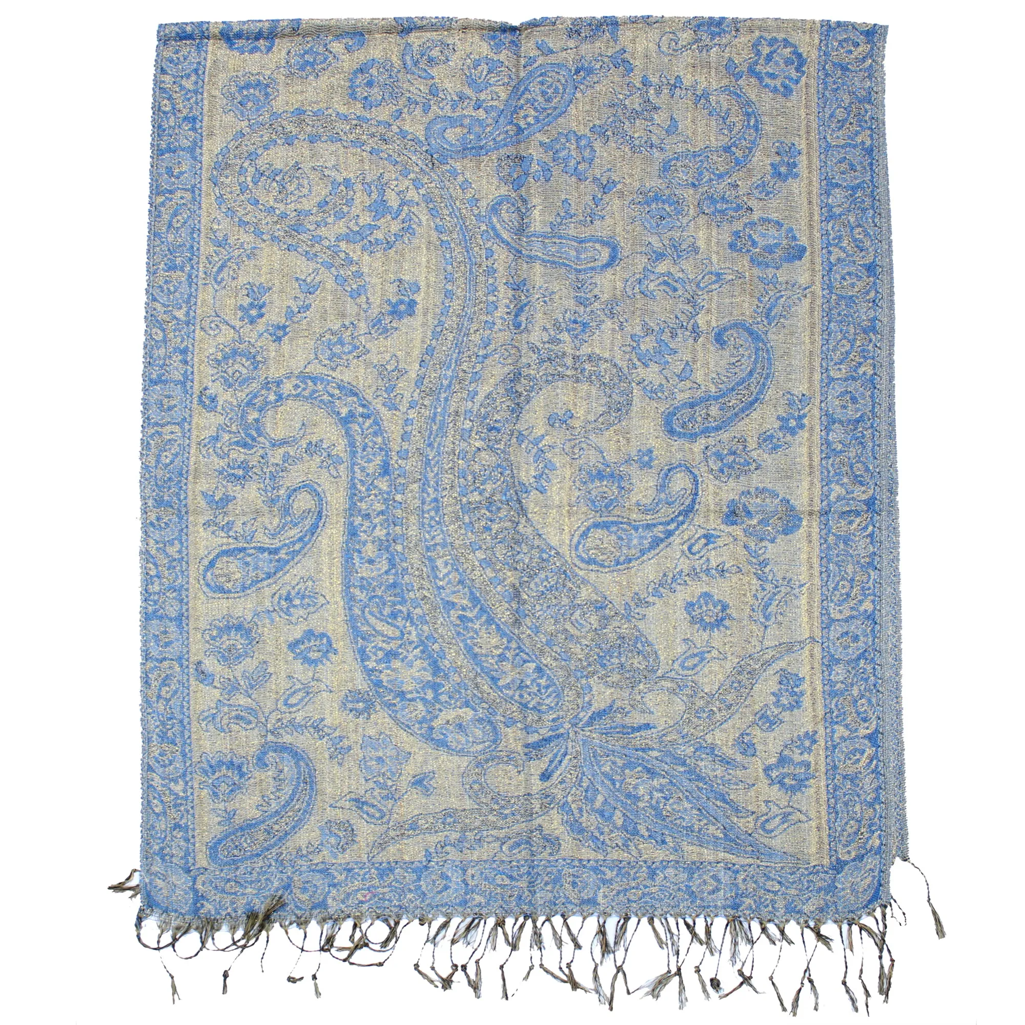 Reversible Paisley & Floral Print with Inverted Colours Pashmina with Tassels