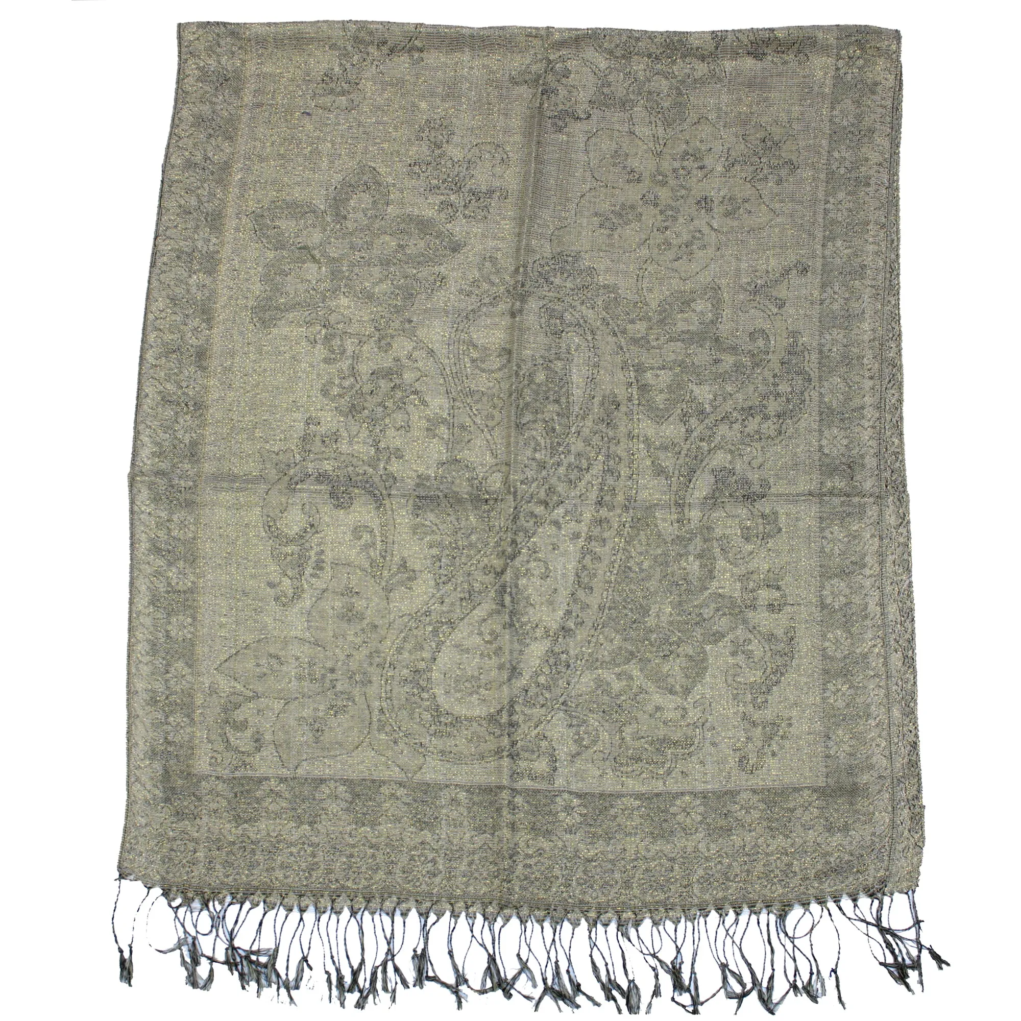 Reversible Paisley & Floral Print with Inverted Colours Pashmina with Tassels