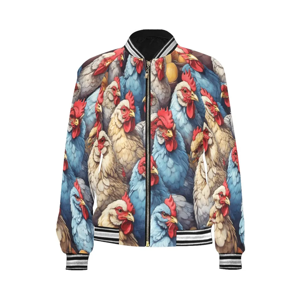 Roosters Chickens awd441 Bomber Jacket for Women