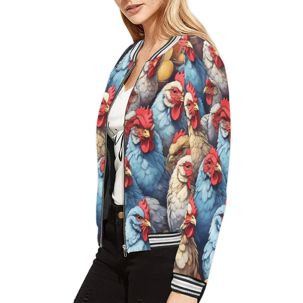 Roosters Chickens awd441 Bomber Jacket for Women