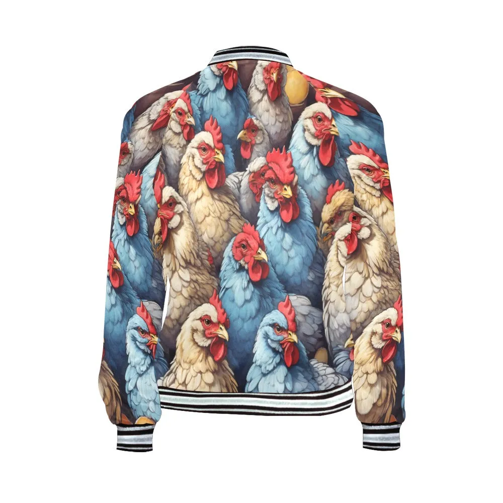 Roosters Chickens awd441 Bomber Jacket for Women