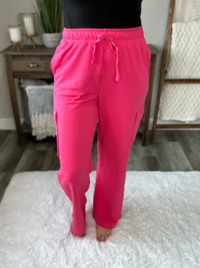 Run, Don't Walk Cargo Sweatpants in Flamingo Pink