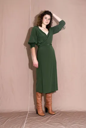 Sample - Adelia wrap dress, juniper silk