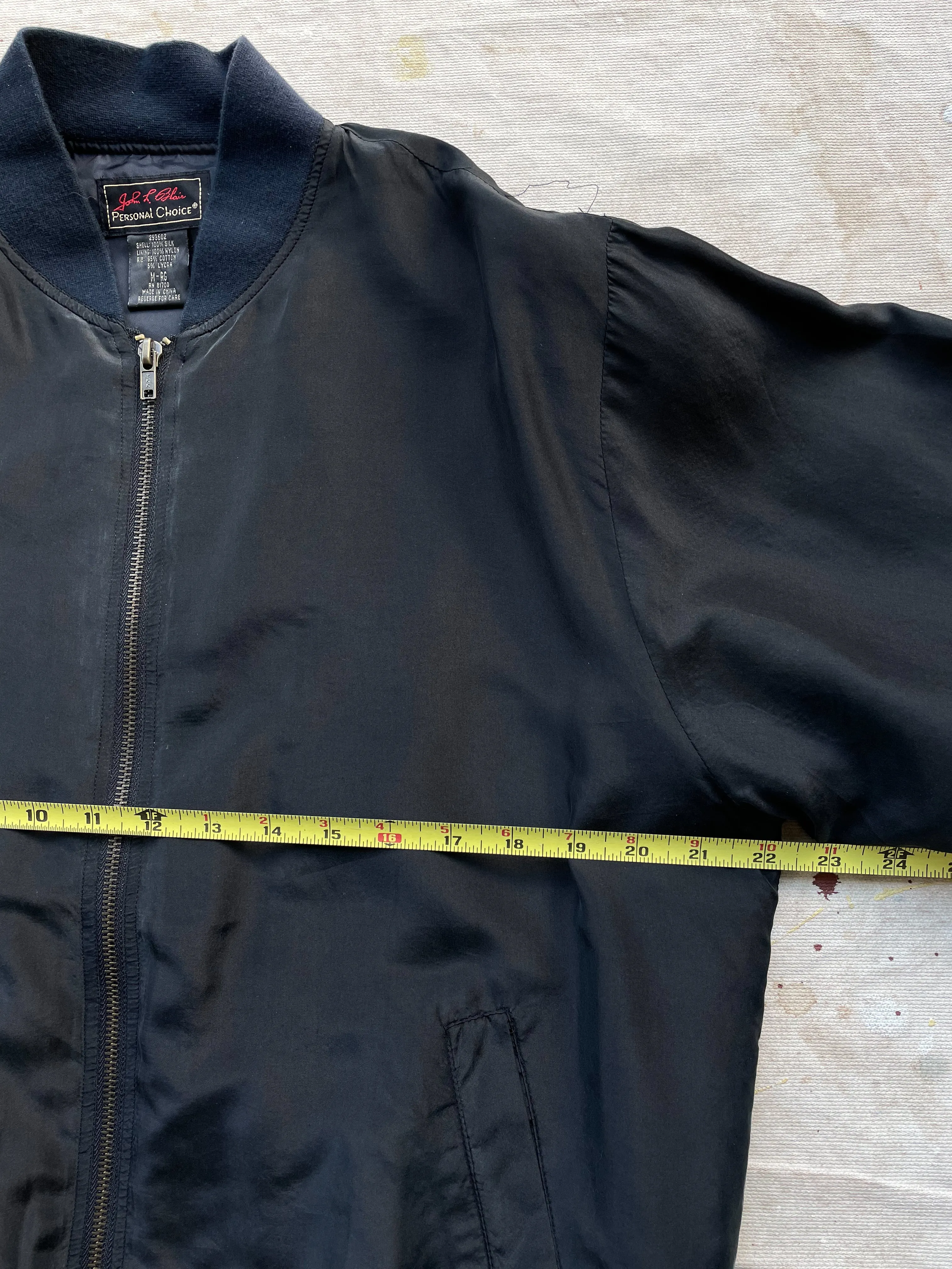 SILK BOMBER JACKET—BLACK [M]