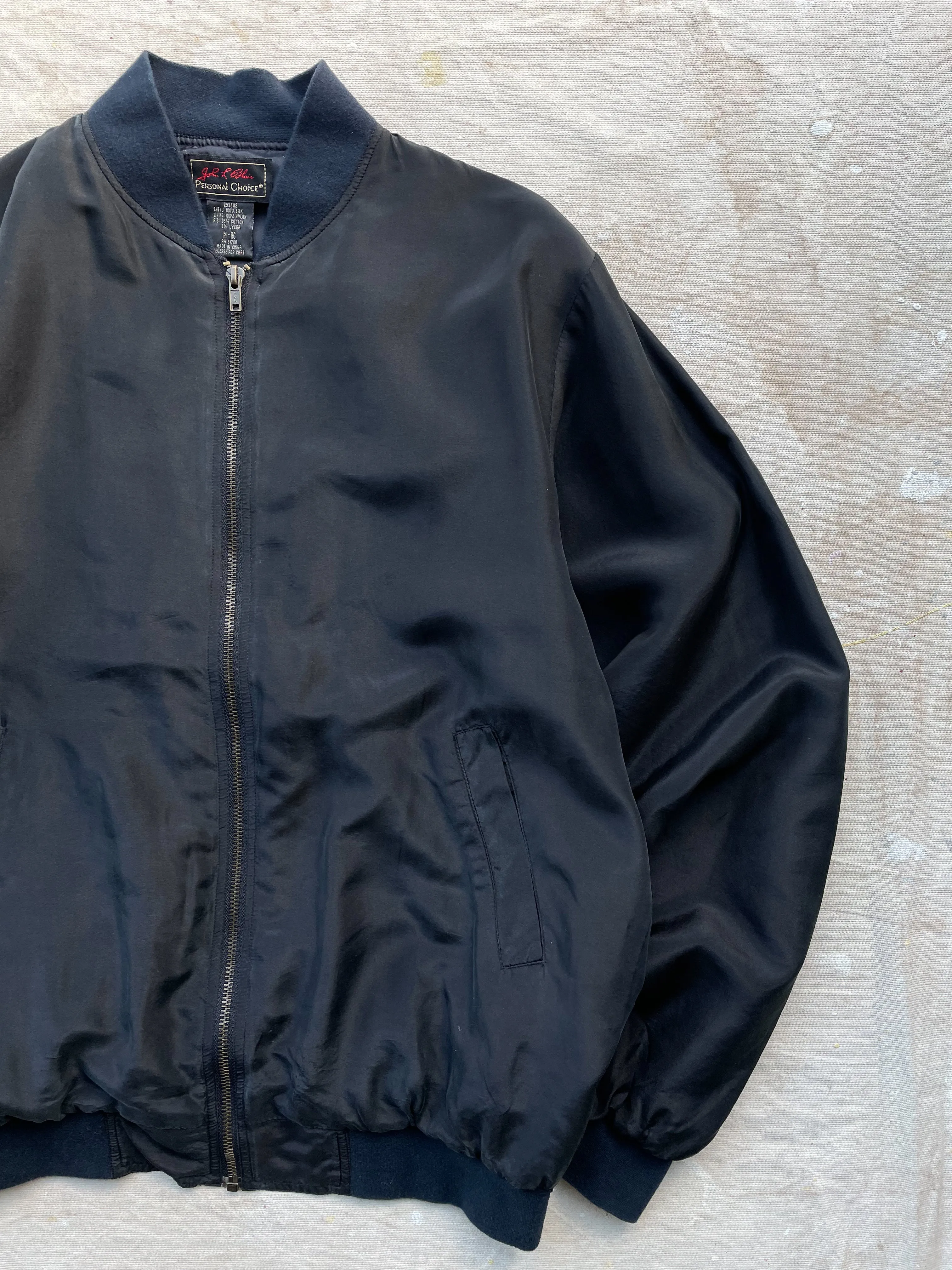 SILK BOMBER JACKET—BLACK [M]