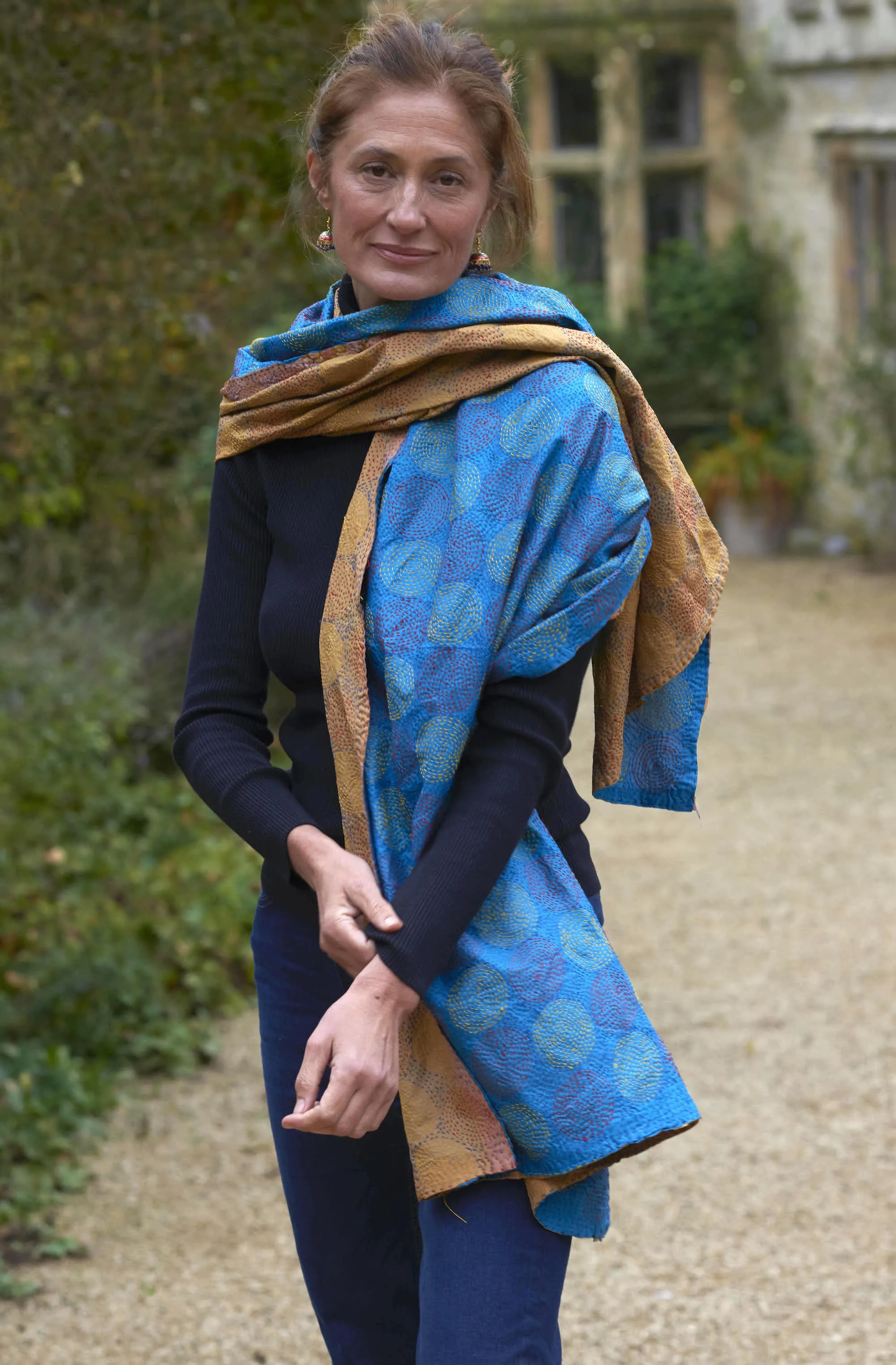 Silk Kantha Shawl | Bluebell