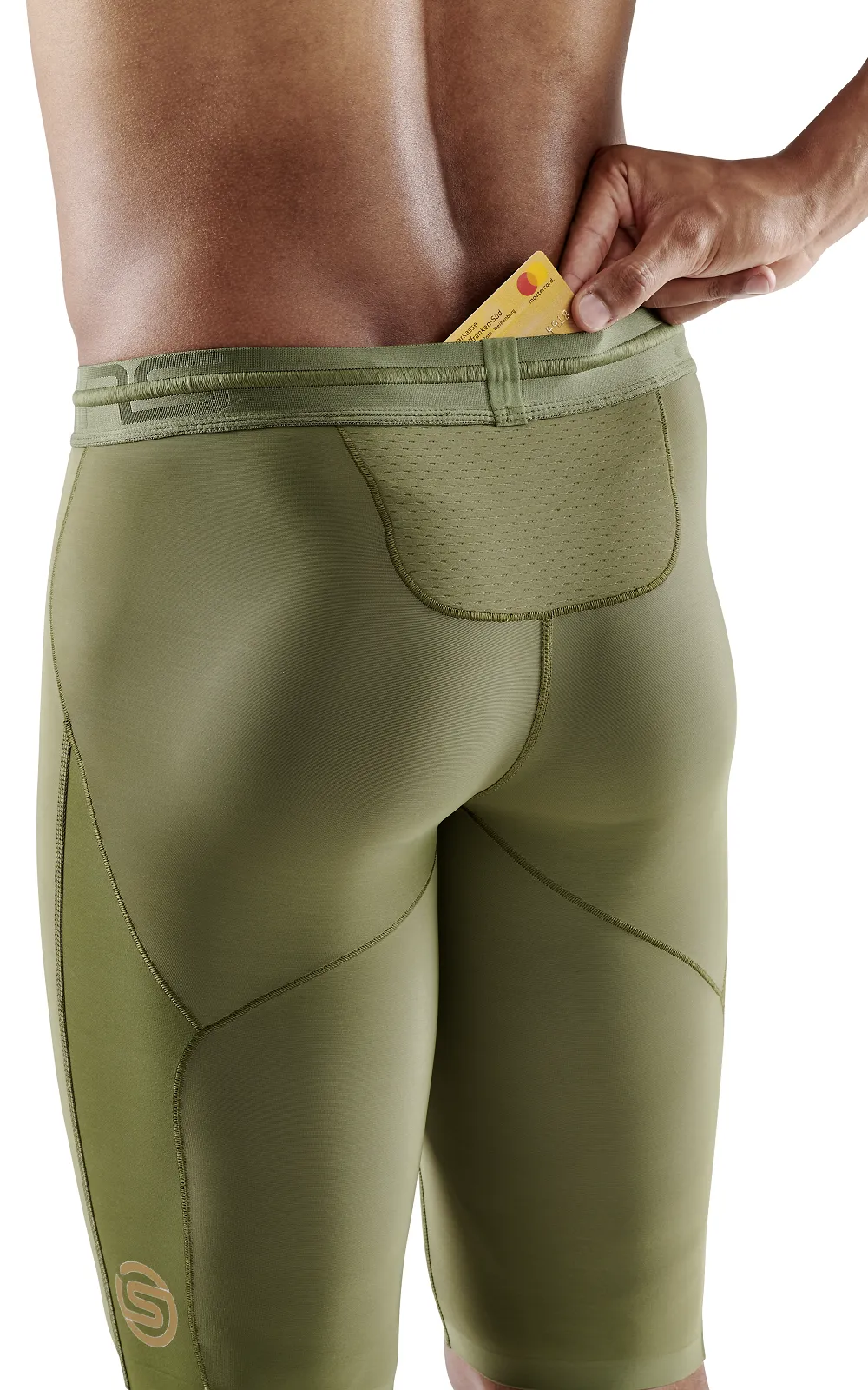 SKINS Men's Compression Half Tights 5-Series - Khaki