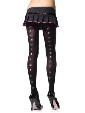 Skull & Crossbone Tights Black White - Leg Avenue