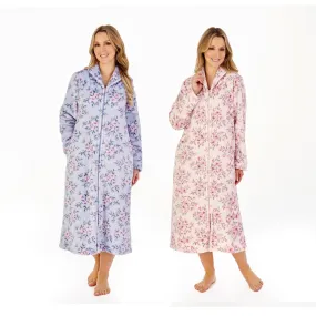 Slenderella  Luxury Supersoft Fleece Floral Zip Front Dressing Gown