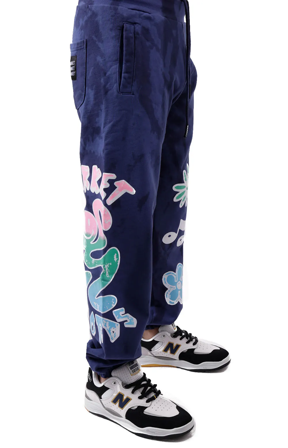 Smiley Market Records Angel Sigh Sweatpants - Navy Tie-Dye