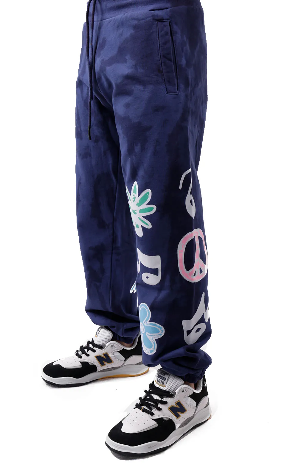 Smiley Market Records Angel Sigh Sweatpants - Navy Tie-Dye