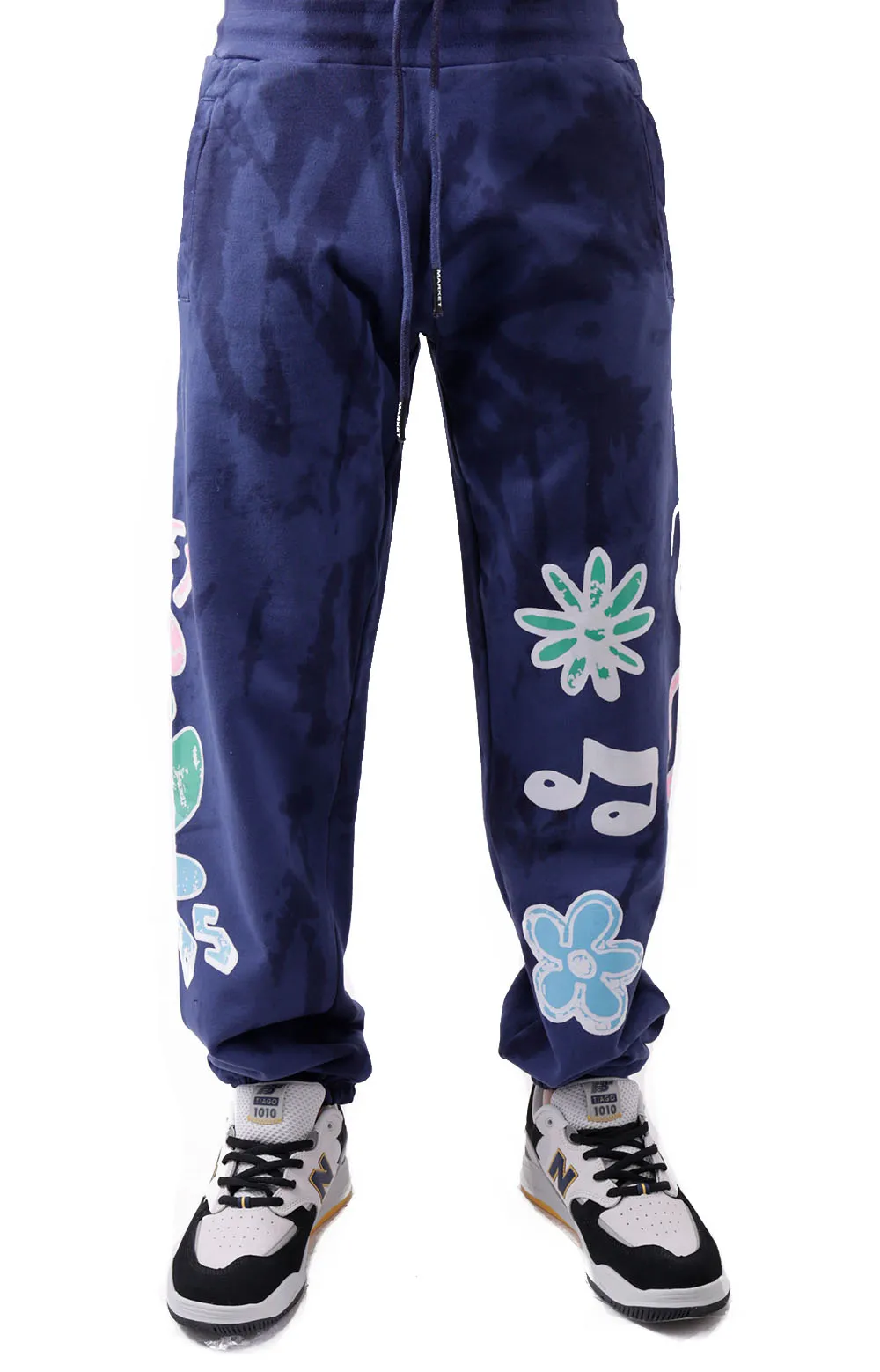 Smiley Market Records Angel Sigh Sweatpants - Navy Tie-Dye