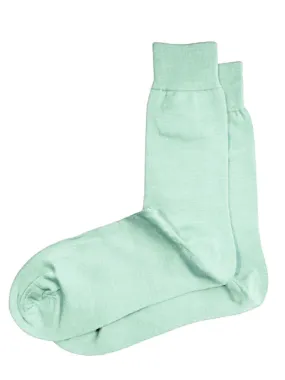 Solid Aqua Cotton Dress Socks By Paul Malone