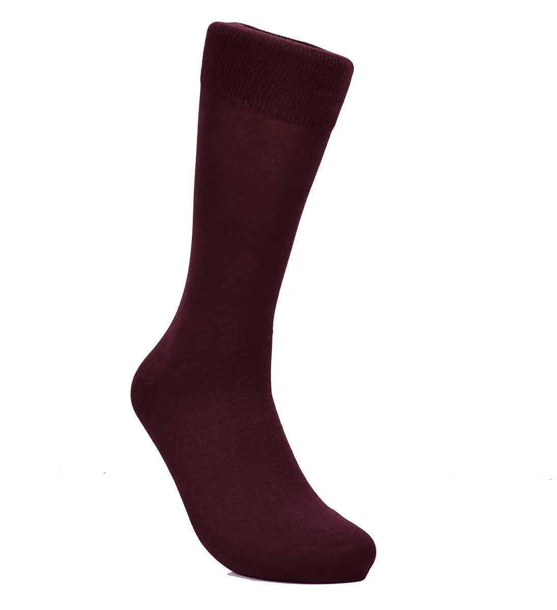 Solid Burgundy Cotton Dress Socks By Paul Malone