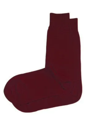 Solid Burgundy Cotton Dress Socks By Paul Malone