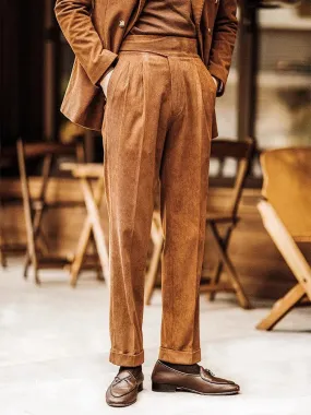 Solid Vintage Belt Corduroy Trousers