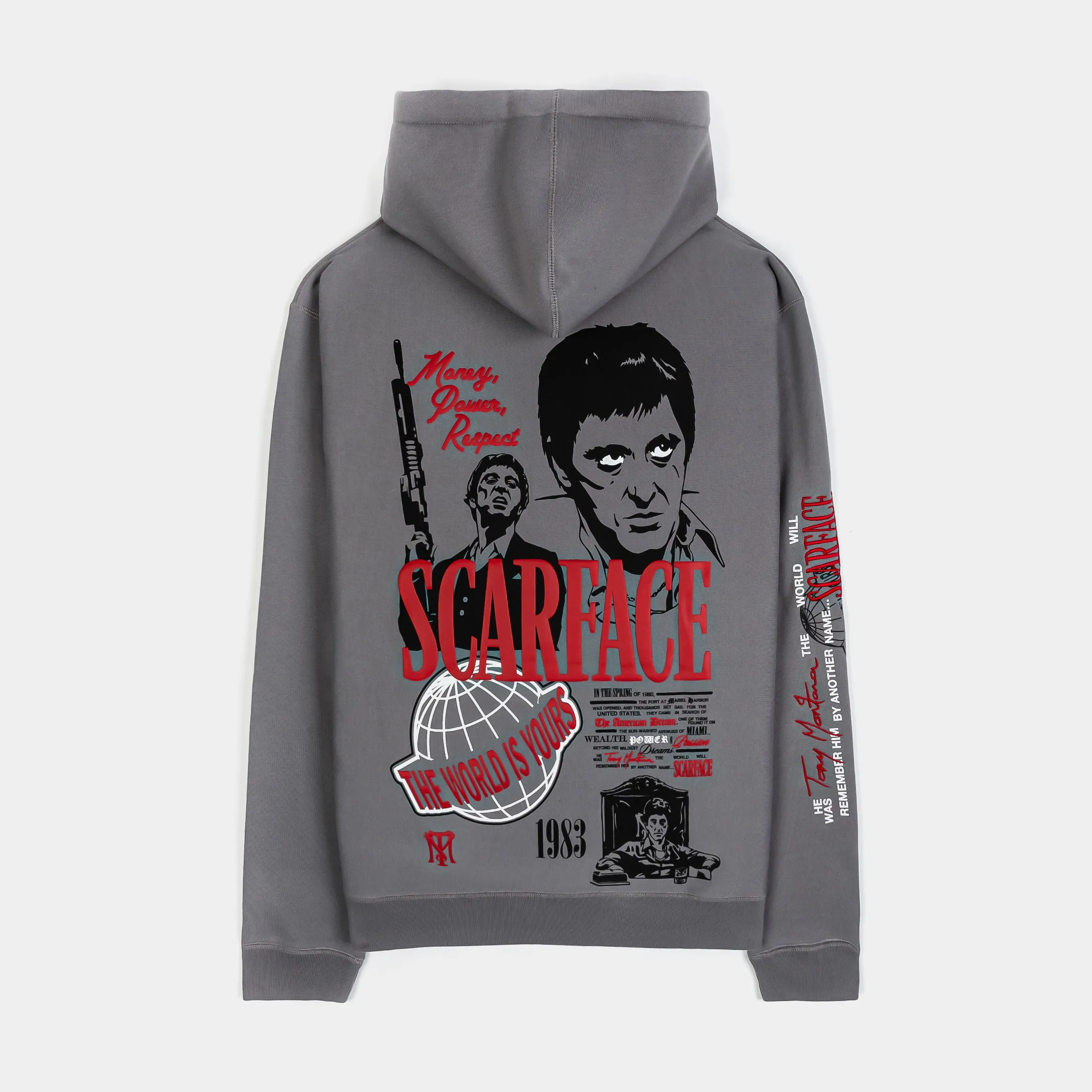 SP x Scarface 1983 Pullover Mens Hoodie (Grey/Red)