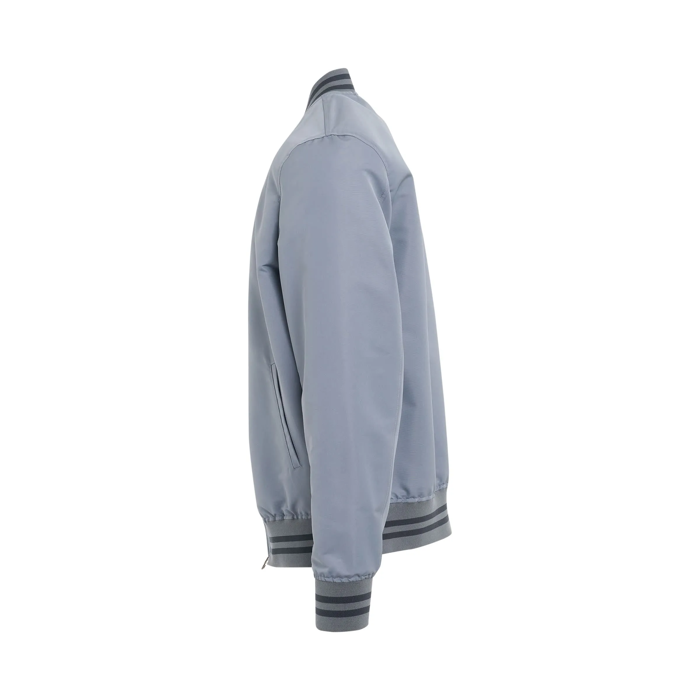 Sporty Rib Bomber Jacket in Dove Grey