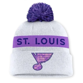 ST. LOUIS BLUES FANATICS HOCKEY FIGHTS CANCER POM KNIT - WHITE