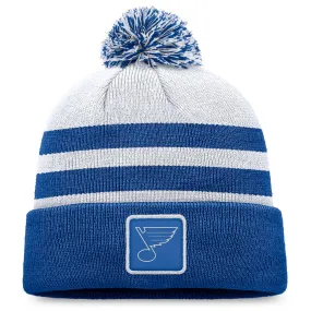 ST. LOUIS BLUES FANATICS STRIPED POM KNIT BEANIE - GREY/ROYAL