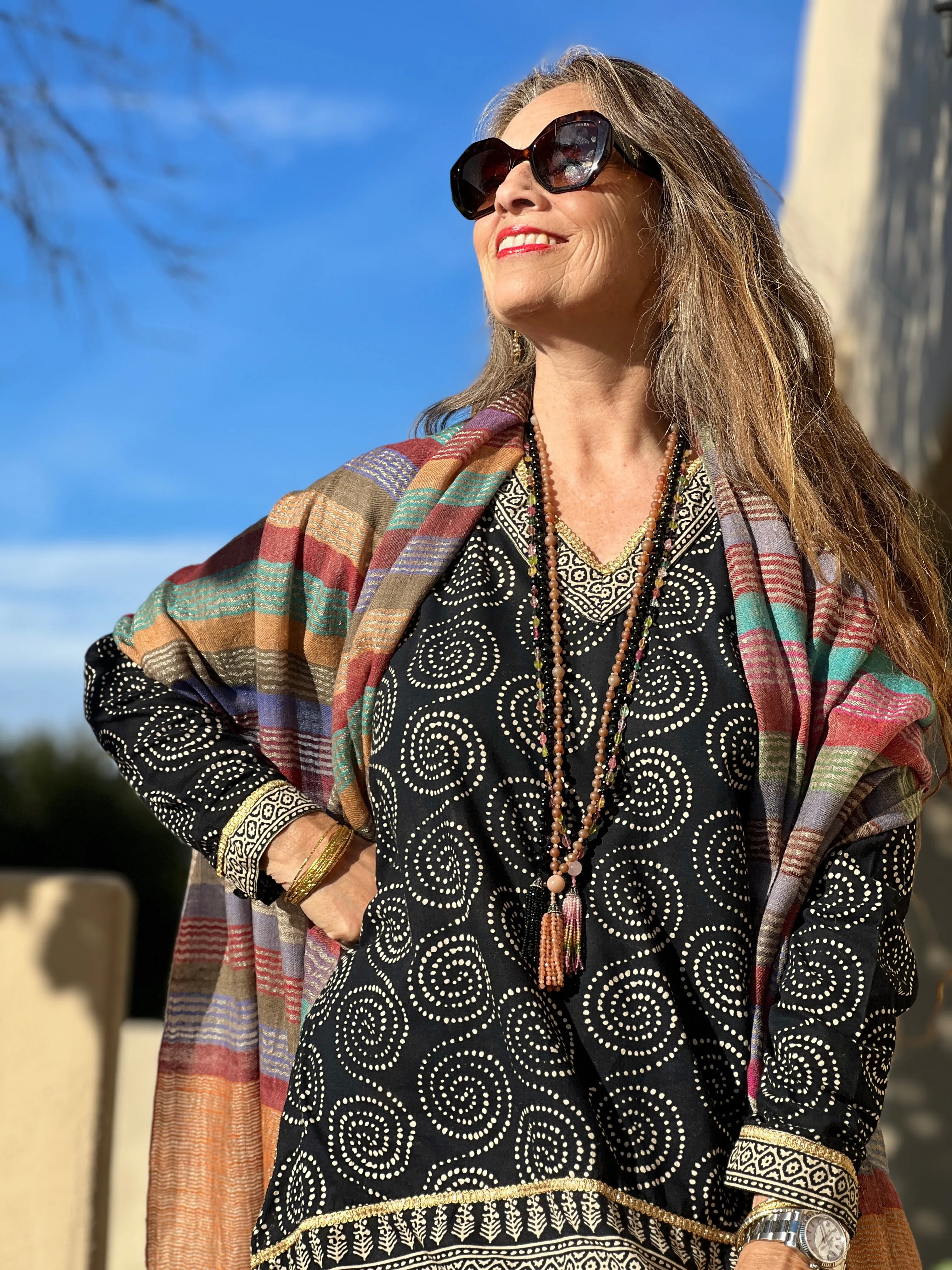 St-Tropez Stripe Pashmina Kashmiri Shawl