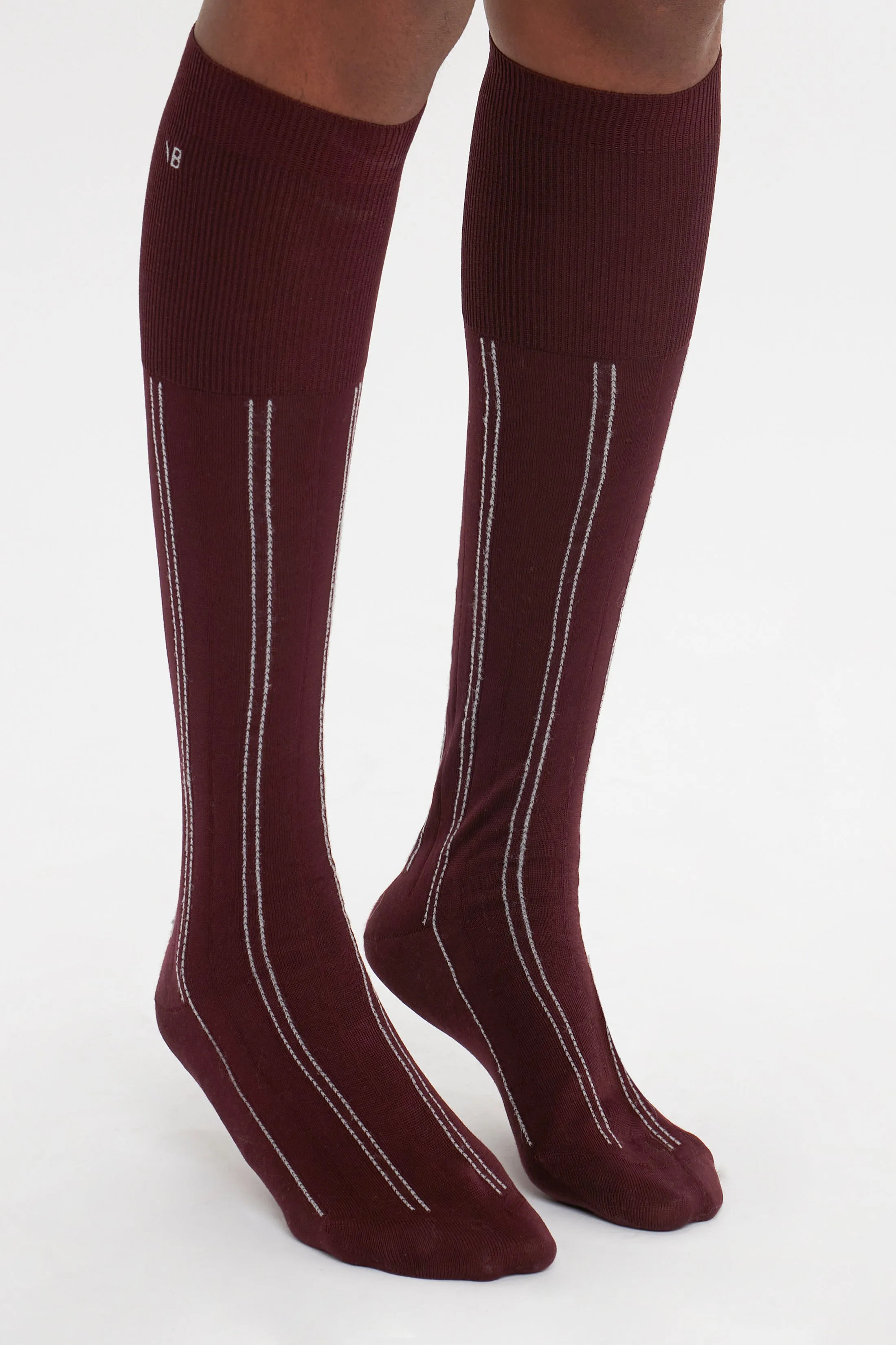 Superfine Rib Socks In Burgundy