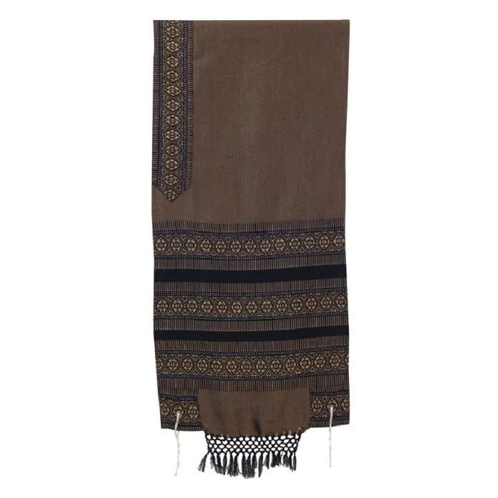 Tallit Prayer Shawl - Woven Wool Brown