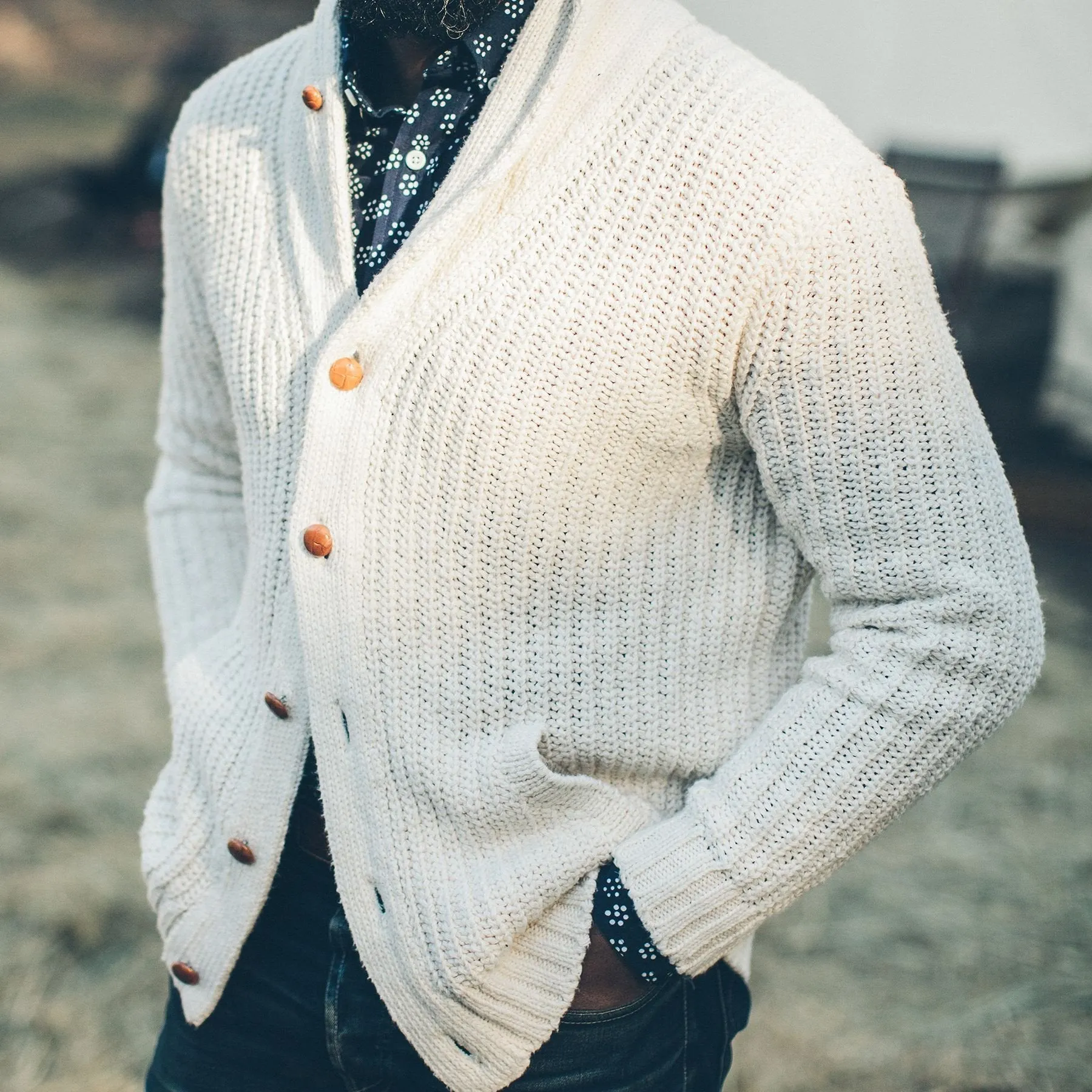 The Shawl Cardigan in Natural Cotton