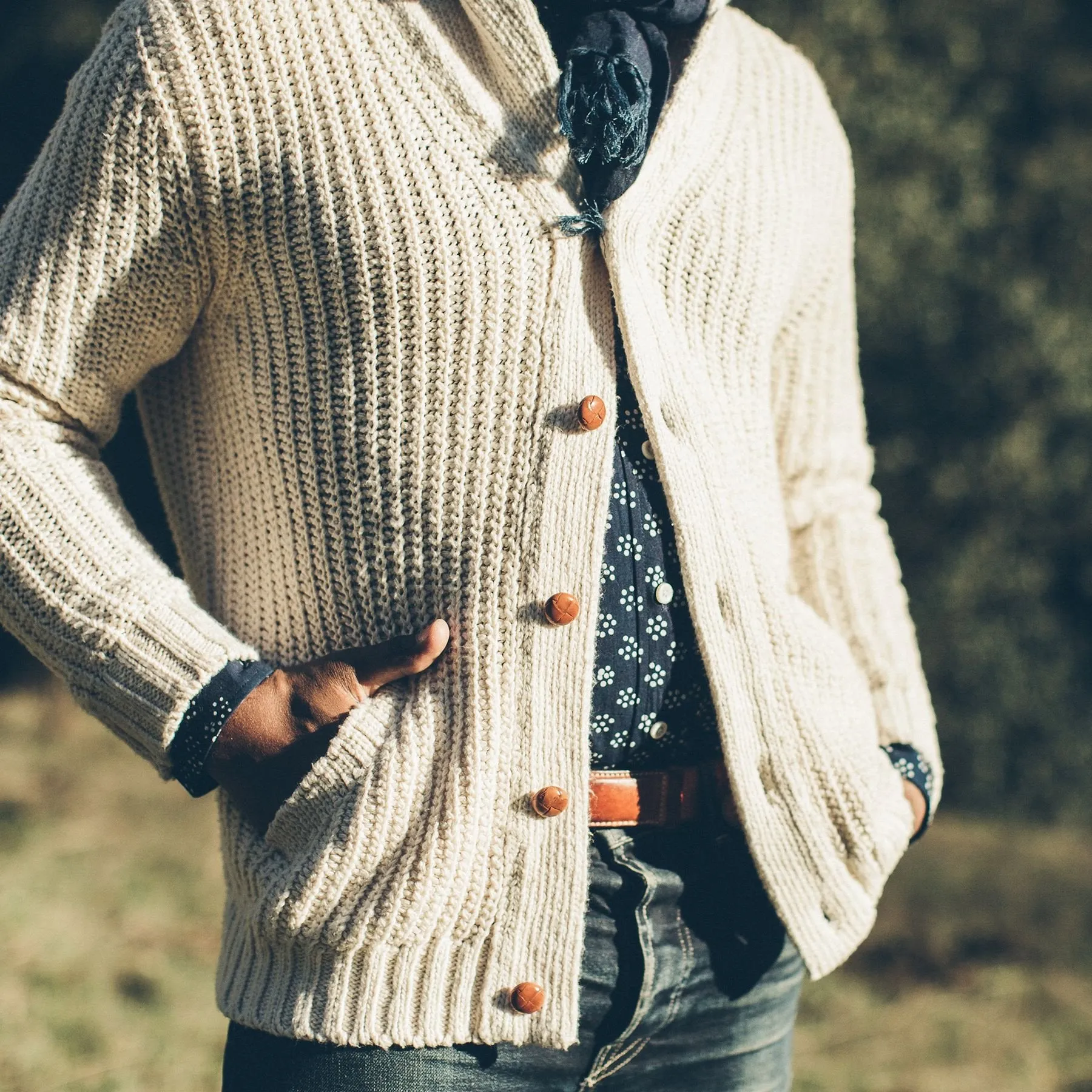 The Shawl Cardigan in Natural Cotton