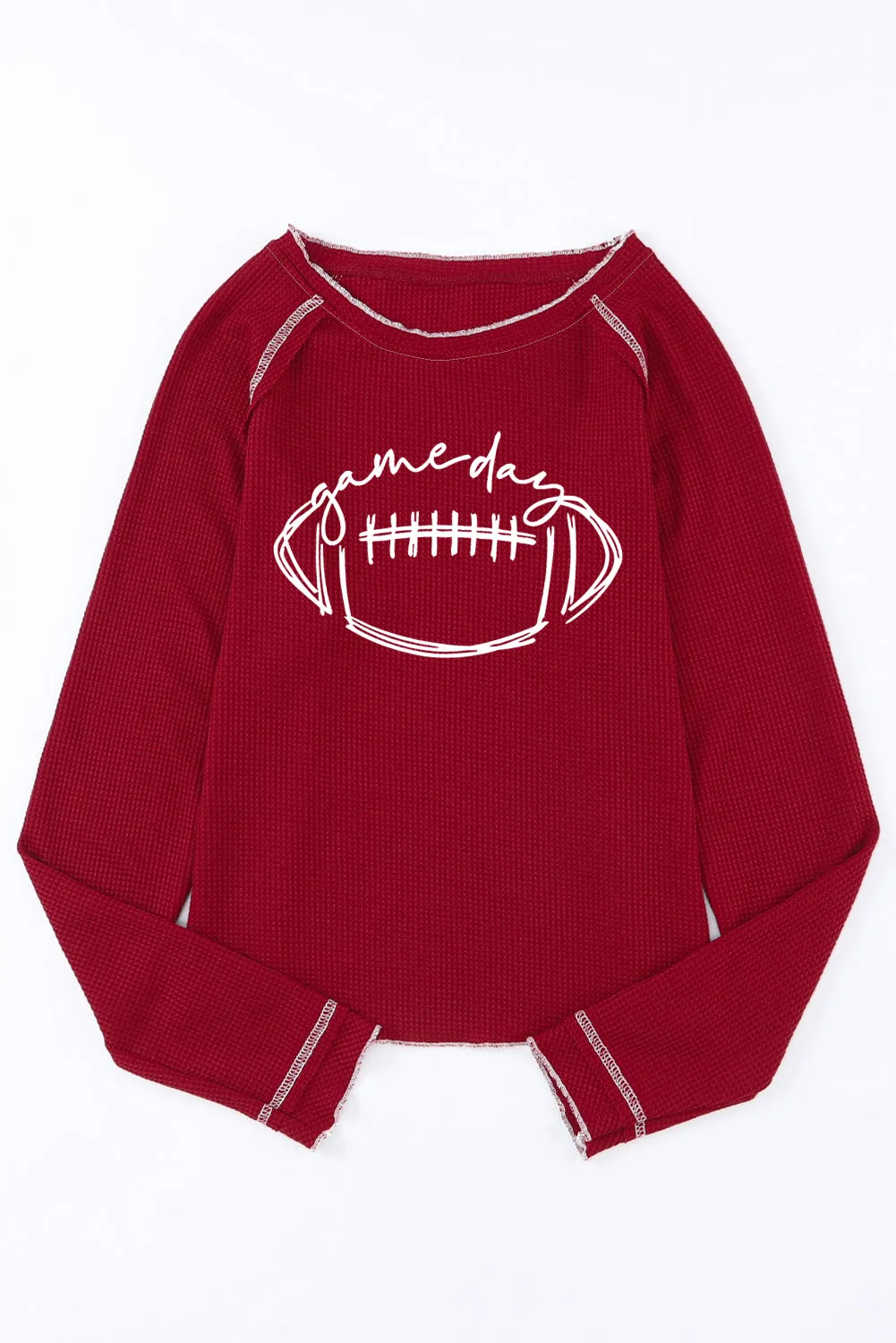 Thermal Red "Game Day" Football Graphic Knit Top