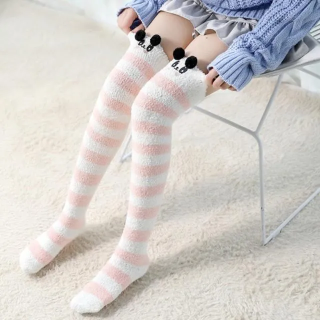 Thigh High Fuzzy Plush Socks, Leggings Adorable Animals to Keep Legs Warm! *