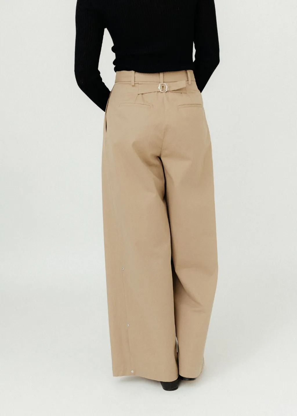 Tibi Bio Twill Triple Pleat Pant in Vintage Khaki