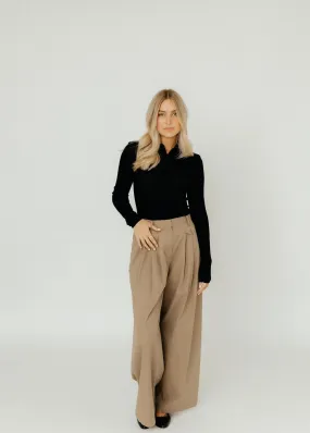 Tibi Bio Twill Triple Pleat Pant in Vintage Khaki