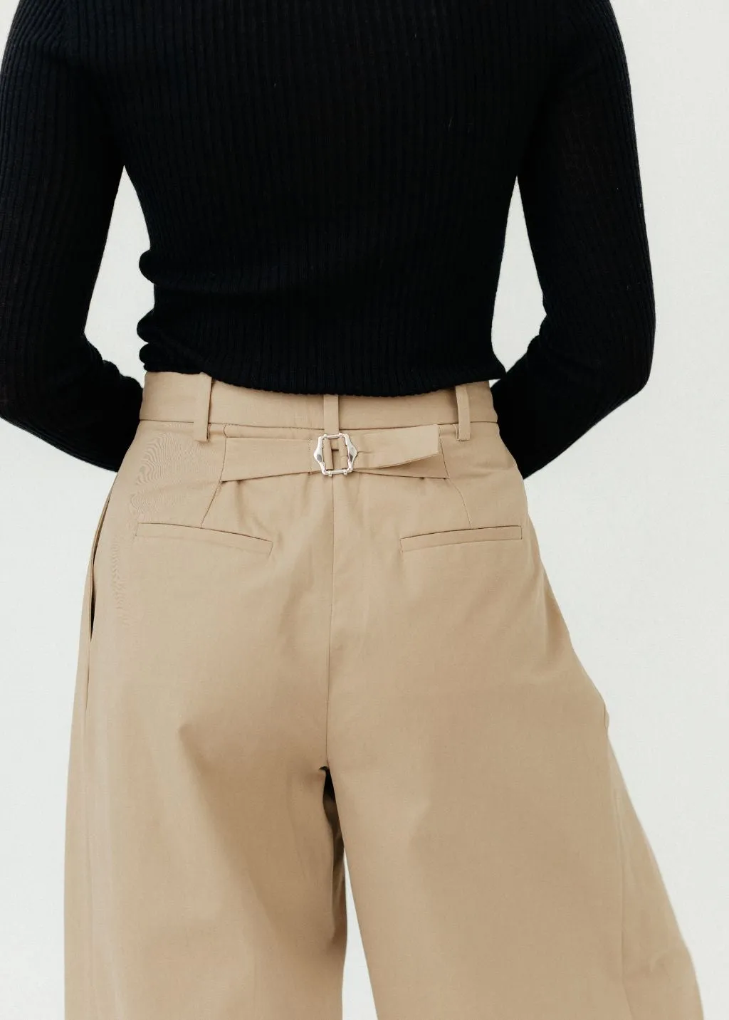 Tibi Bio Twill Triple Pleat Pant in Vintage Khaki