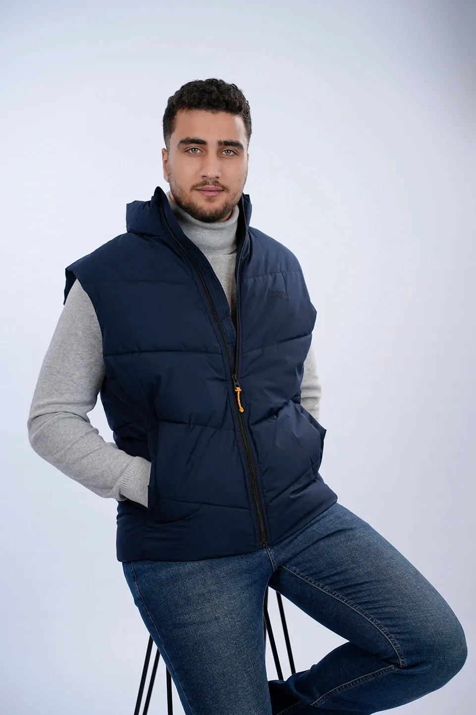 Tom Tailor Navy Puffer Vest With A Logo