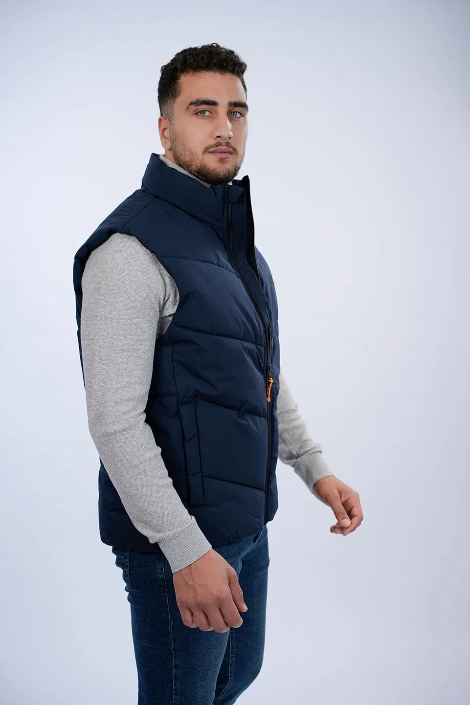 Tom Tailor Navy Puffer Vest With A Logo