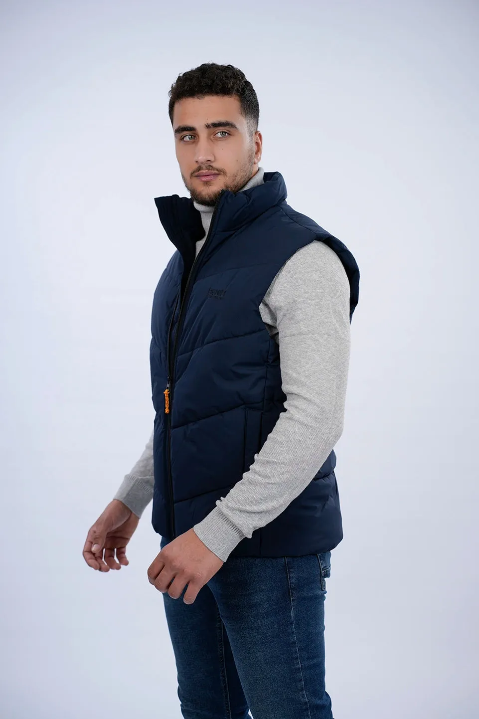 Tom Tailor Navy Puffer Vest With A Logo