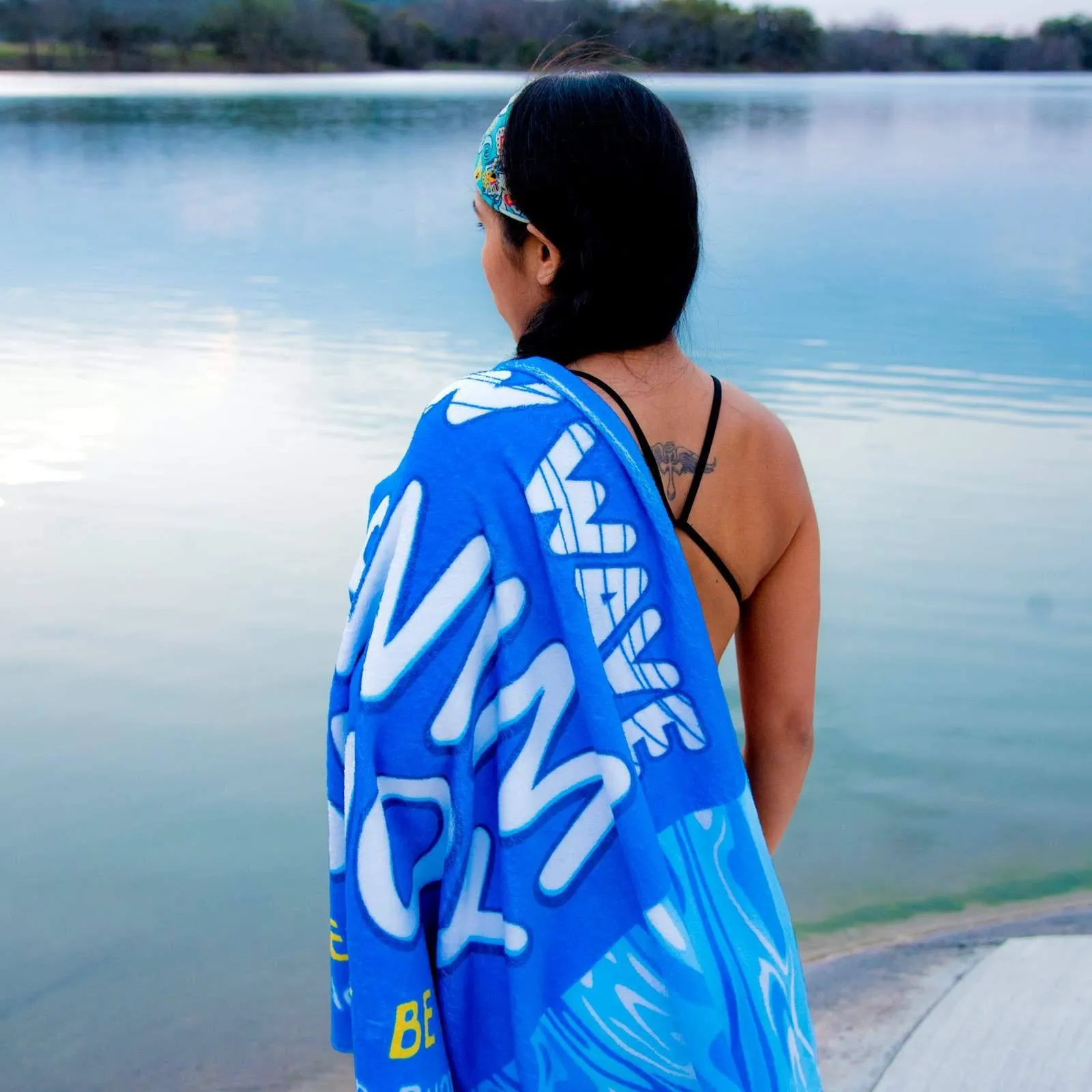 Towel Blue - New Wave Polar Fleece Swim Towel-Blanket-Shawl