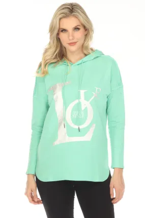 Tricotto Mint Printed Long Sleeve Cotton Hoodie Top 505