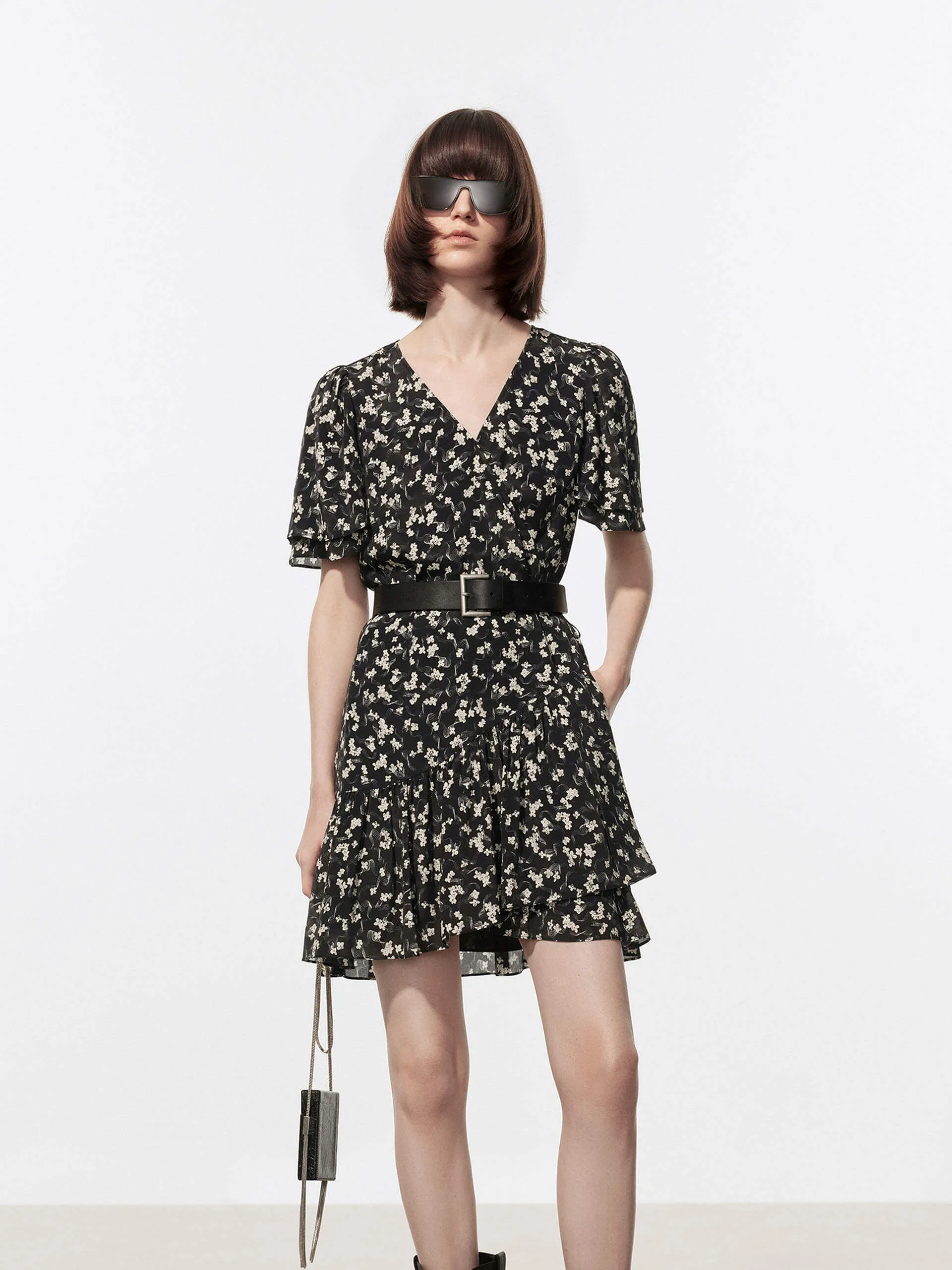 V-neck Floral Print Dress