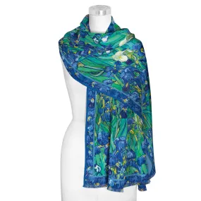 van Gogh Irises Silk Blend Women's Fashion Shawl