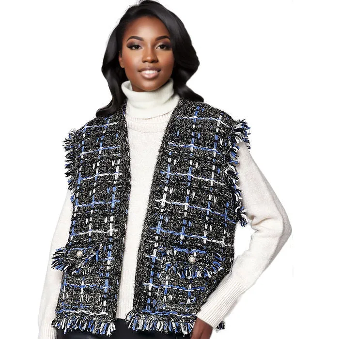 Vest Plaid Tweed Vest for Women