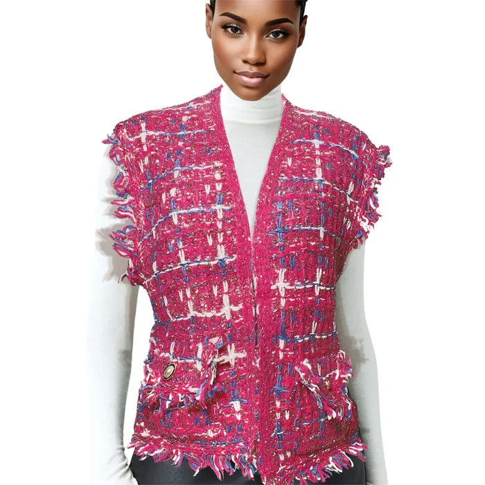 Vest Plaid Tweed Vest for Women