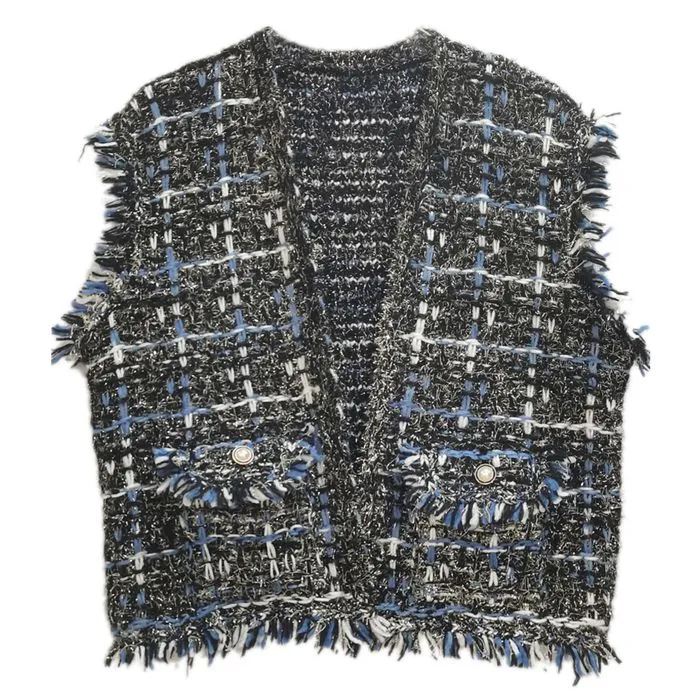 Vest Plaid Tweed Vest for Women