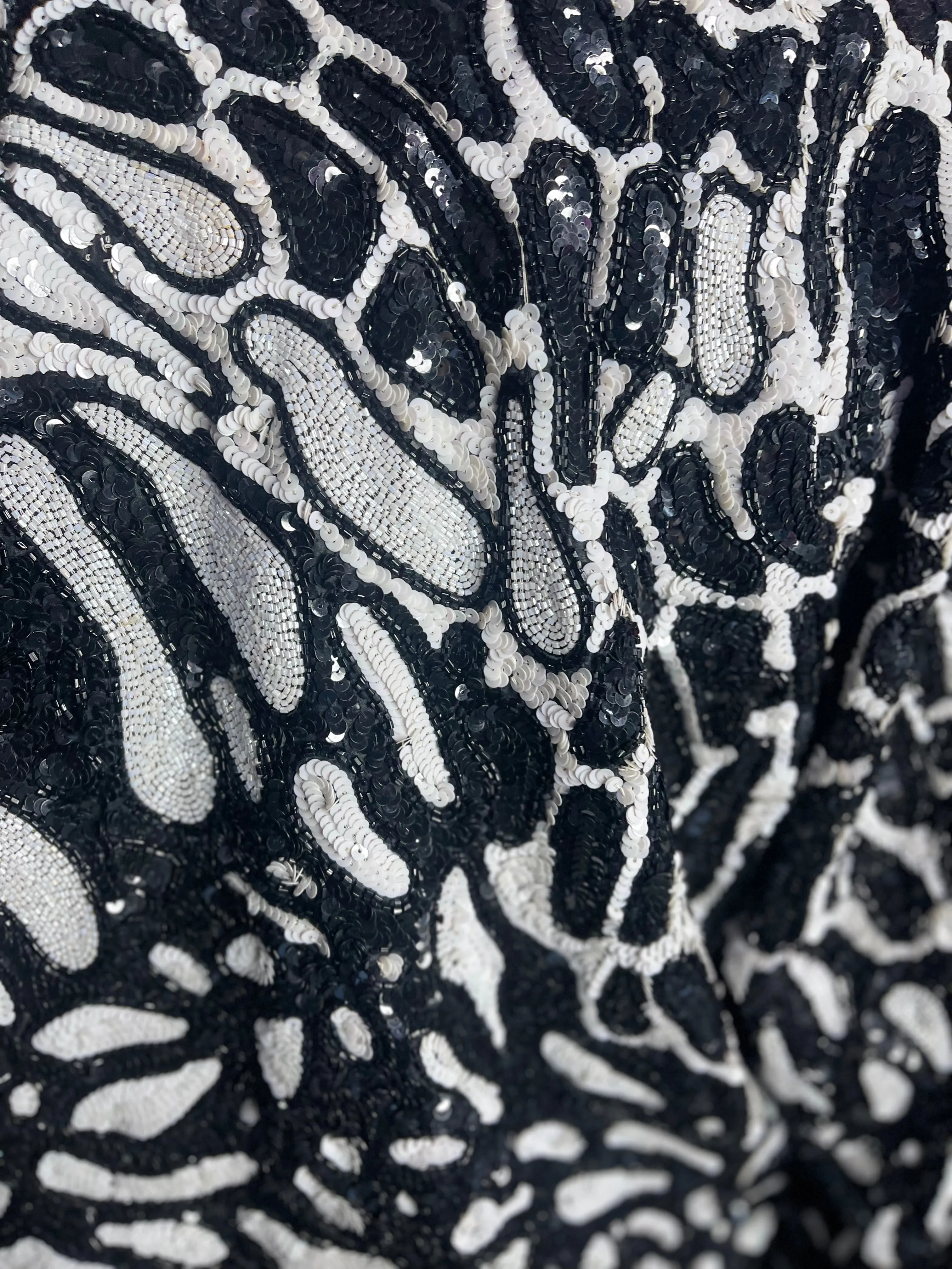 Vintage 90s Black and White Leopard Sequin Jacket